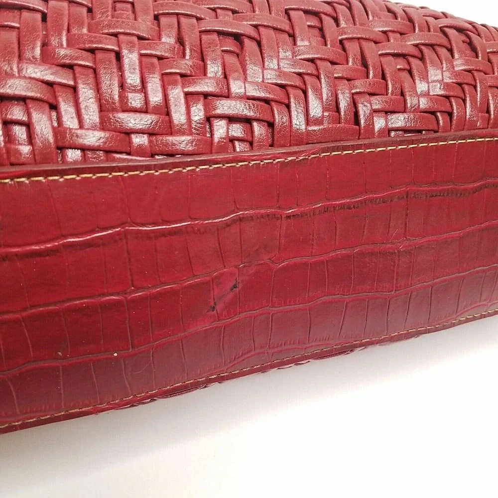 Coldwater Creek‎ Handbag Purse Red Woven Croc Emboss Faux Leather Magnetic Snap